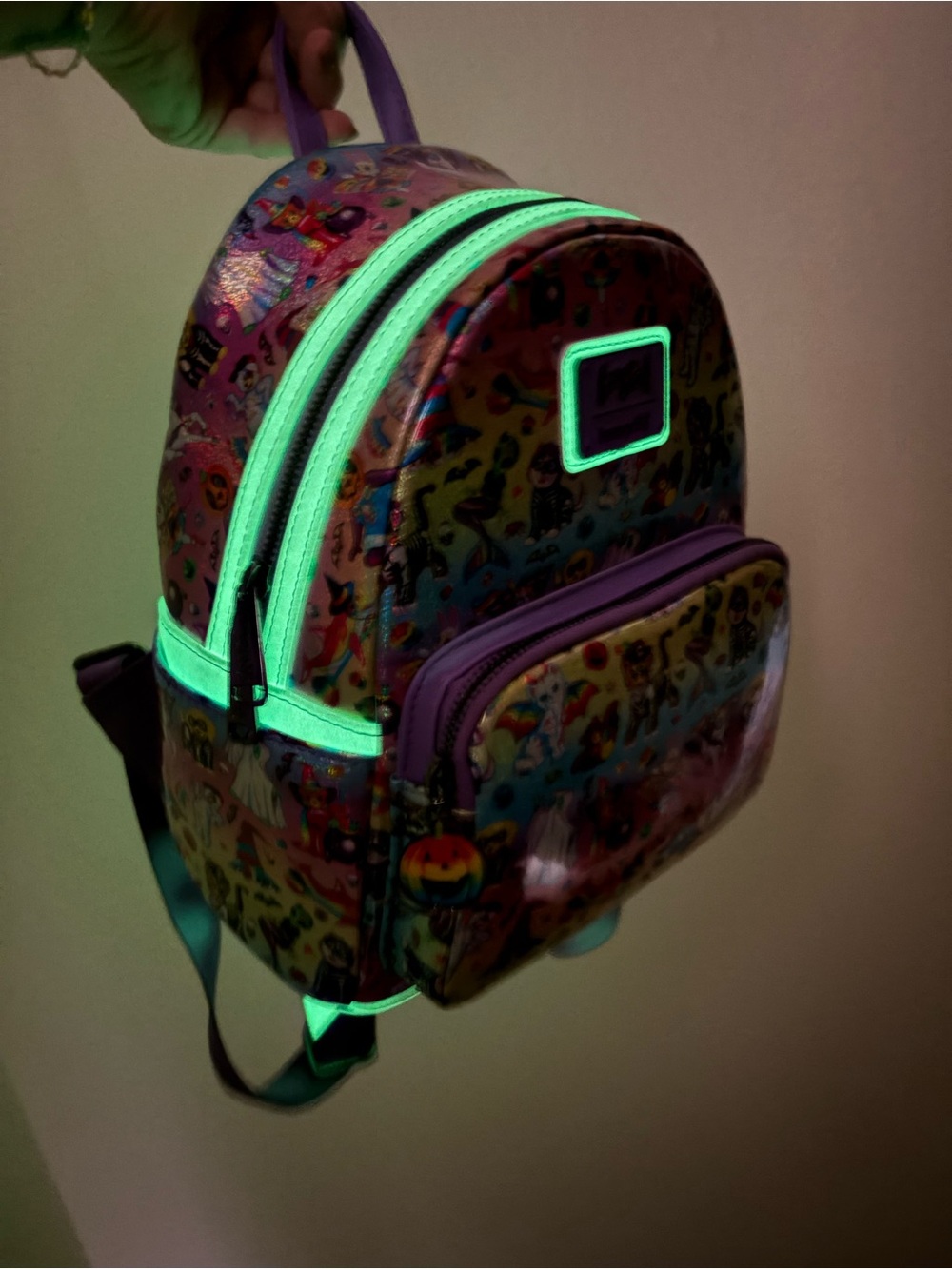 Loungefly x Lisa Frank Halloween Mini Backpack - Glow in the Dark - Picture 10 of 13